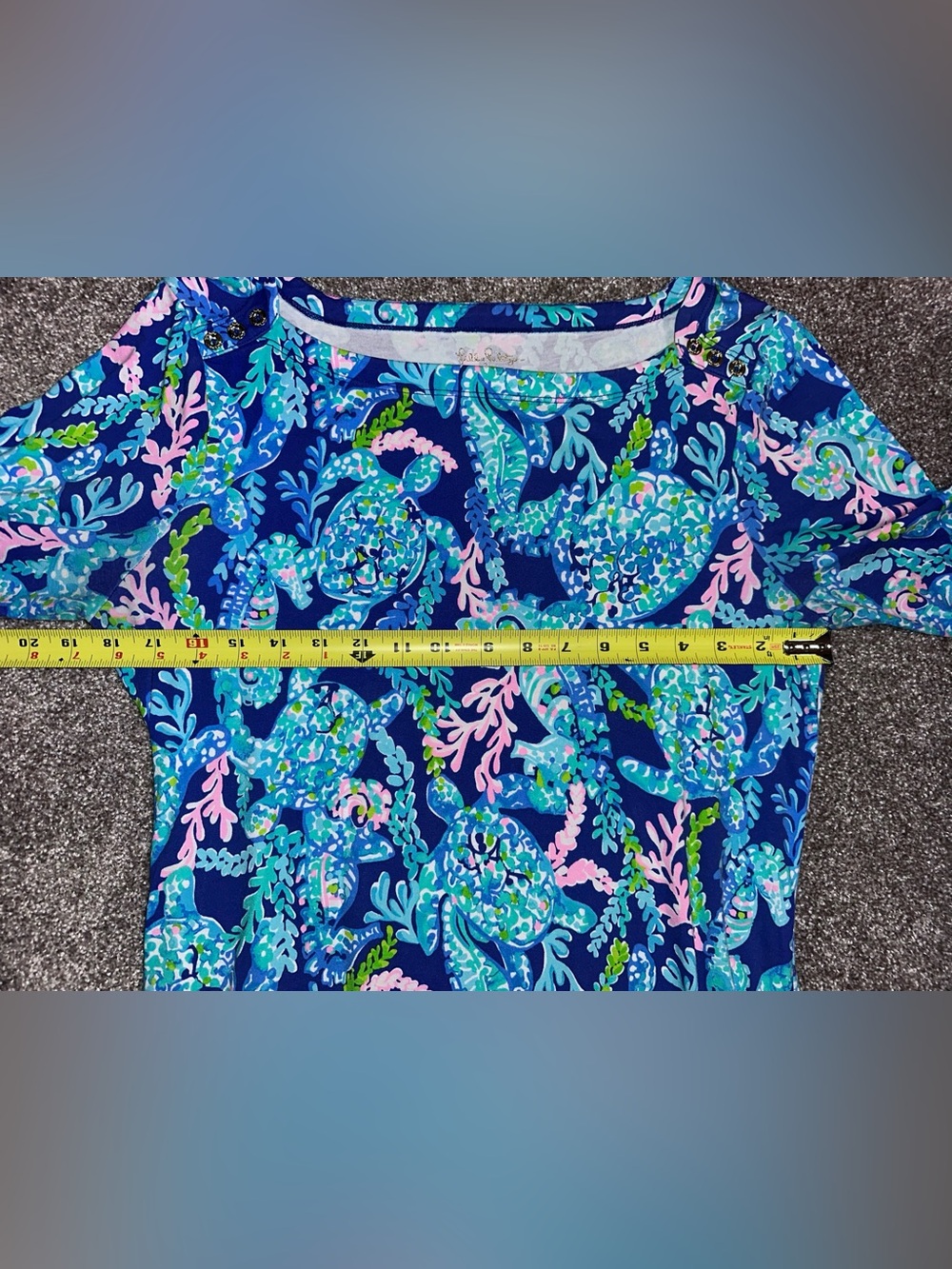 Lilly Pulitzer Sophie Dress, Tropical Blue Pink & Green, Size Large (L) - Picture 7 of 10